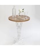 Table Arabesco bois/transparent - D.50x62 cm