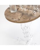 Table Arabesco bois/transparent - D.50x62 cm