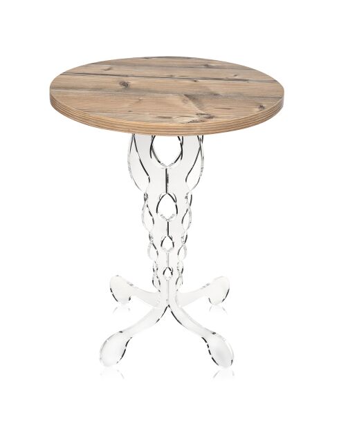 Table Arabesco bois/transparent - D.50xH.44 cm