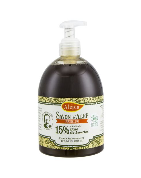 Savon d'Alep Liquide Premium 15% d'Huile de Baie de Laurier BIO Douceur - 500 ml