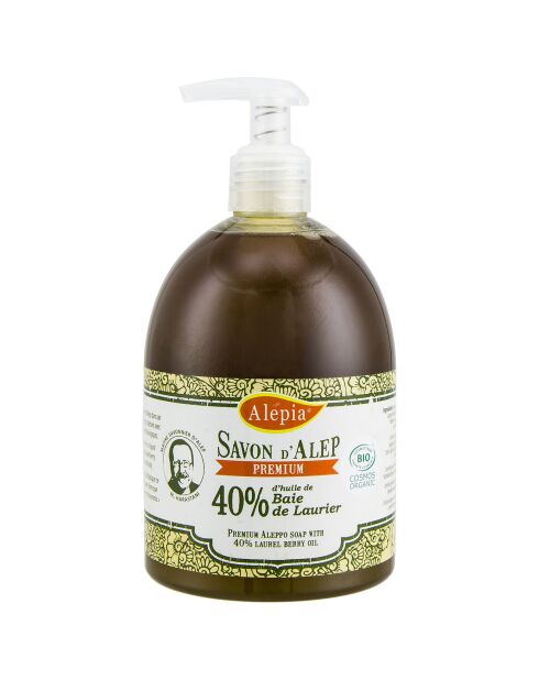 Aleppo Premium vloeibare zeep 40% biologische laurierolie zoetheid - 500 ml