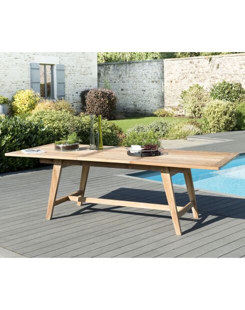 Table rectangulaire extensible scandinave Fun teck - 180/240x100x75 cm