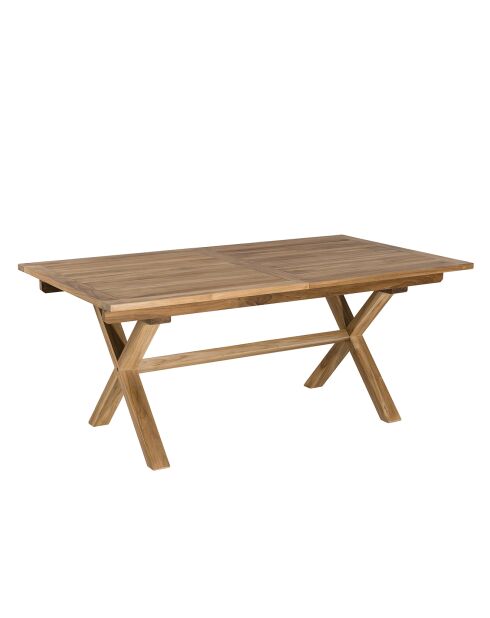 Uitschuifbare rechthoekige tafel met kruispoten Fun teak - 180/240x100x75 cm