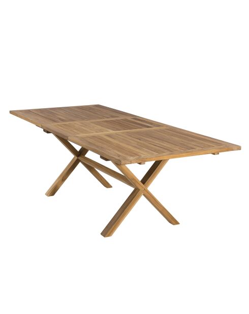 Uitschuifbare rechthoekige tafel met kruispoten Fun teak - 180/240x100x75 cm