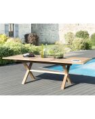 Table rectangulaire extensible pieds croisés Fun teck - 180/240x100x75 cm