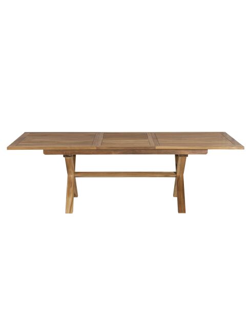 Uitschuifbare rechthoekige tafel met kruispoten Fun teak - 180/240x100x75 cm
