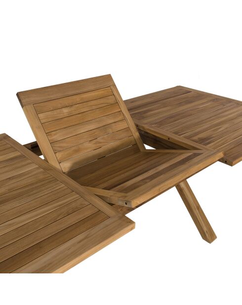 Table rectangulaire extensible pieds croisés Fun teck - 180/240x100x75 cm