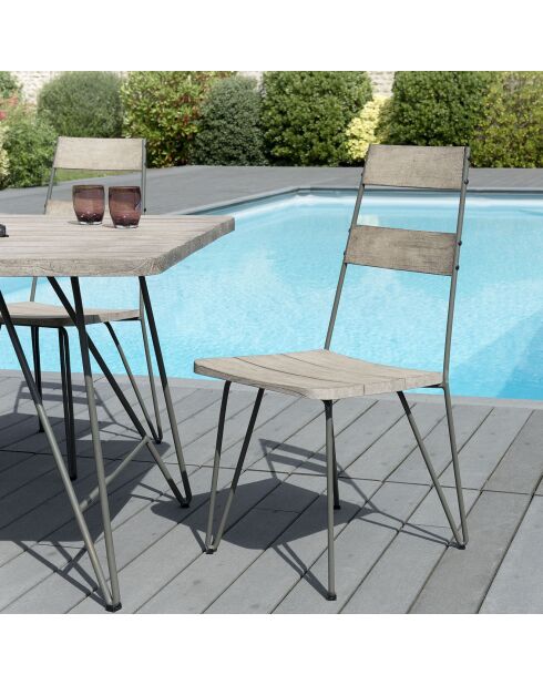 2 Chaises scandinaves Emile bois/métal - 46x58x95 cm