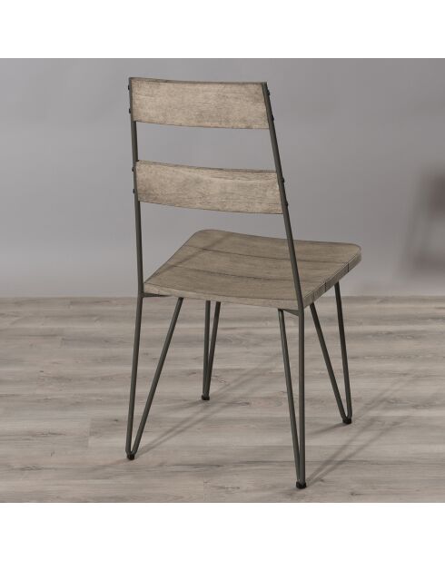 2 Chaises scandinaves Emile bois/métal - 46x58x95 cm