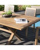 Ensemble 1 table à manger extensible + 6 fauteuils textilène en teck Fun taupe - 180/240x100x75 cm