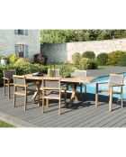 Ensemble 1 table à manger extensible + 6 fauteuils textilène en teck Fun taupe - 180/240x100x75 cm