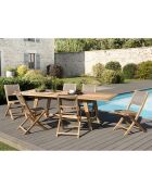 Ensemble 1 table à manger + 6 chaises pliantes textilène en teck Fun taupe - 180/240x100x75 cm