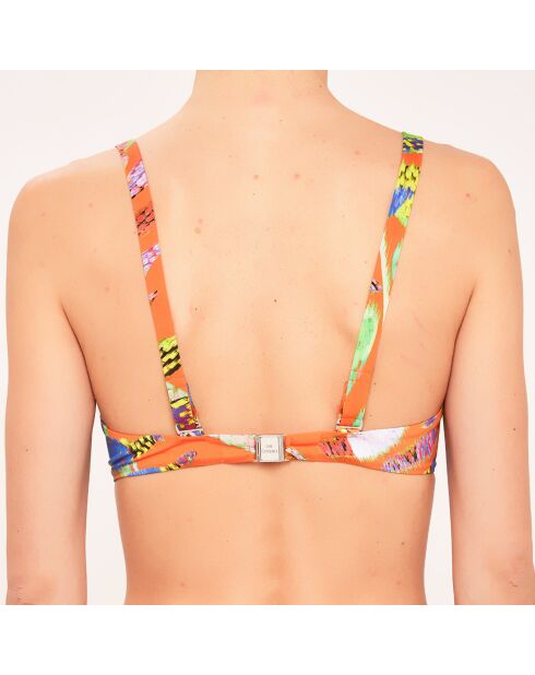 Top de baño triangular naranja con aros