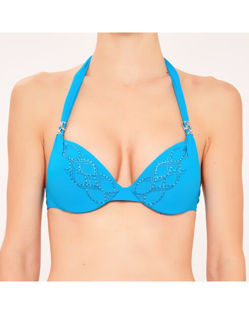 Triangel-Badeanzugtop mit türkisfarbenen Muscheln