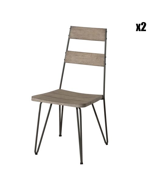 2 Chaises scandinaves Emile bois/métal - 46x58x95 cm