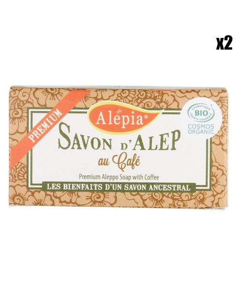 2 Savons d'Alep Premium au Café BIO Amincissant - 2x125 g
