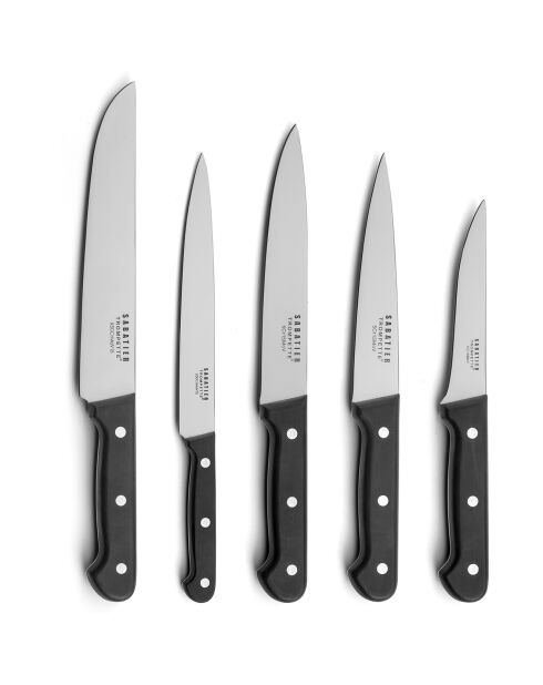 Trousse + 5 couteaux Universal gris/noir