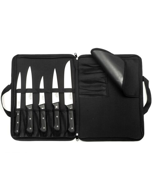Trousse avec poignées pour 5 couteaux noire - 40x30 cm