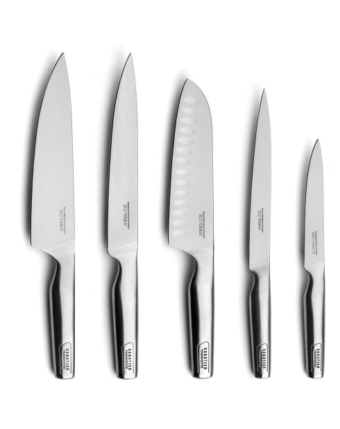 Trousse + 5 couteaux Asean gris/noir