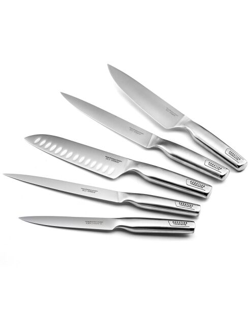 Trousse + 5 couteaux Asean gris/noir