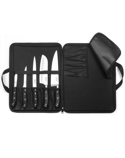 5 Couteaux avec une trousse Vulcano gris/noir