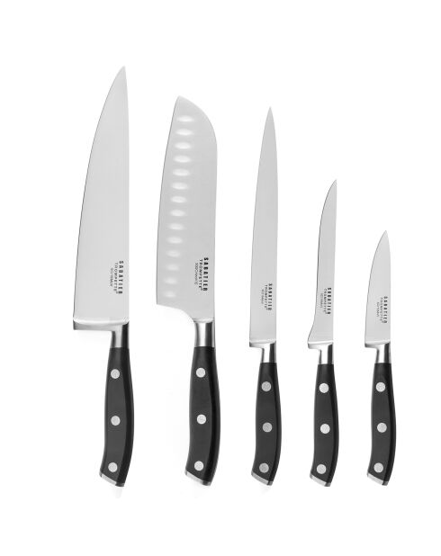 5 Couteaux avec une trousse Vulcano gris/noir