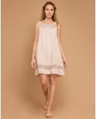 Robe 100% Lin Ivana à dentelle rose
