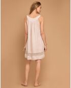 Robe 100% Lin Ivana à dentelle rose