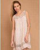 Robe 100% Lin Ivana à dentelle rose