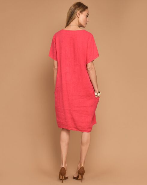Robe 100% Lin Jill rouge