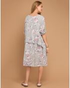 Robe 100% Lin Rosa imprimée taupe