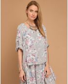 Robe 100% Lin Rosa imprimée taupe