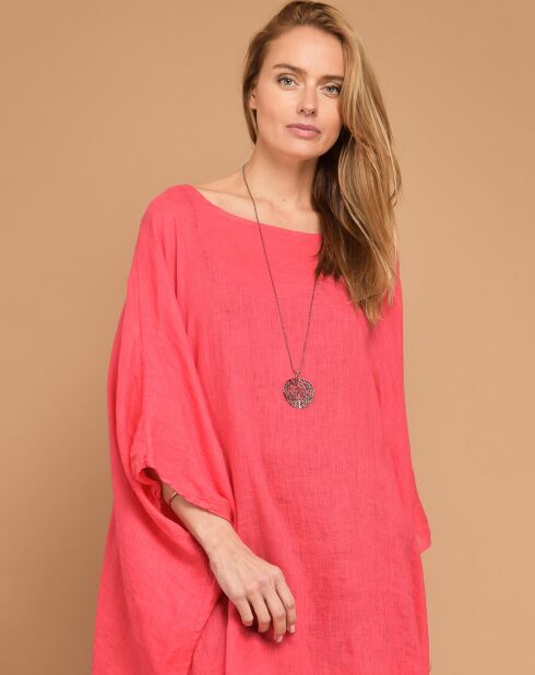 Robe large 100% Lin Tina corail