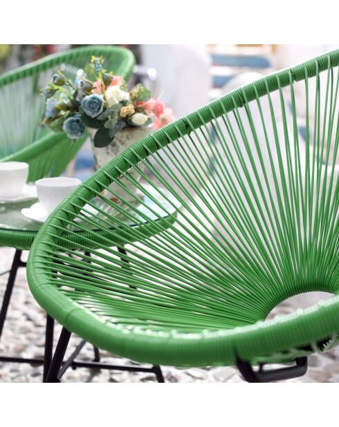 Ensemble 2 fauteuils & table Pinamar vert