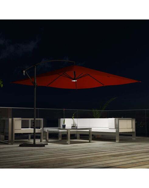 Hendaye Offset-LED-Sonnenschirm, Terrakotta, 300 x 300 cm