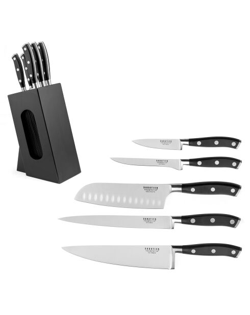 Bloc de 5 couteaux Vulcano gris/noir