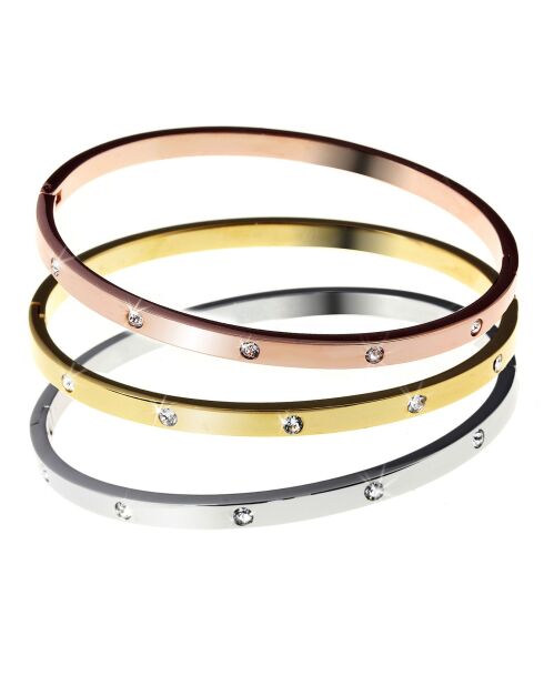 3 Armreifen mit Swarovski-Kristallen in Silber/Gold/Rosa