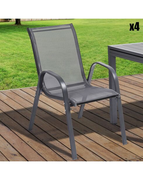 4 Chaises de jardin grises - 84x68x51.5 cm