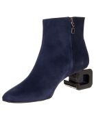 Bottines en Velours de Cuir Thais bleues - Talon 5 cm