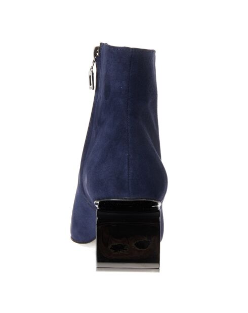 Bottines en Velours de Cuir Thais bleues - Talon 5 cm