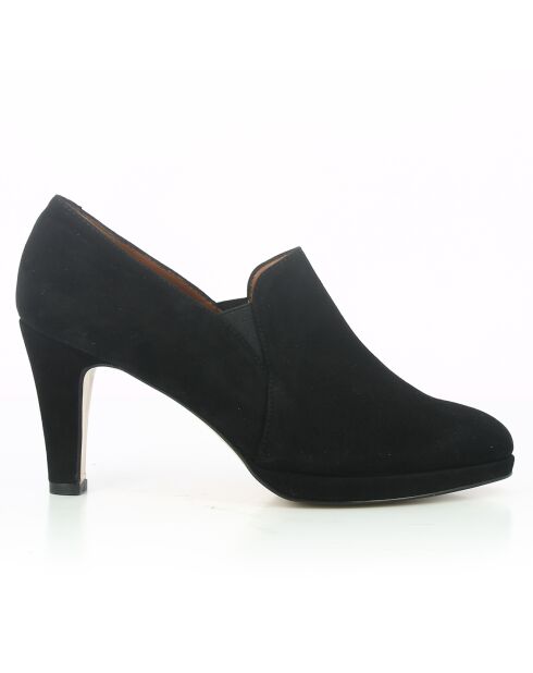 Low boots en Velours de Cuir Opale noires - Talon 8 cm