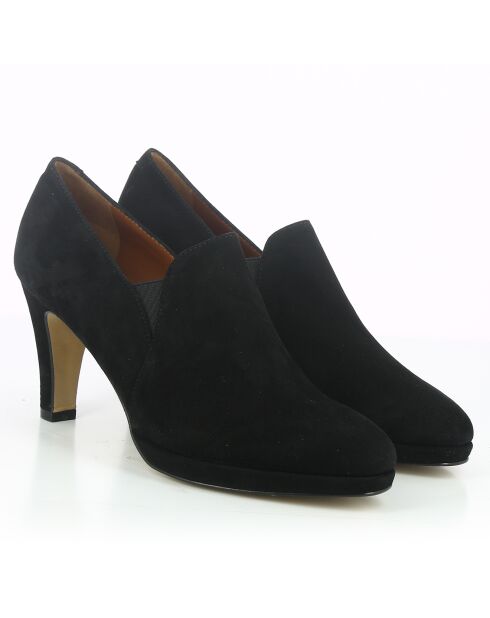 Low boots en Velours de Cuir Opale noires - Talon 8 cm
