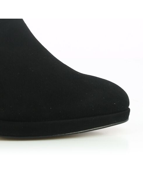 Low boots en Velours de Cuir Opale noires - Talon 8 cm