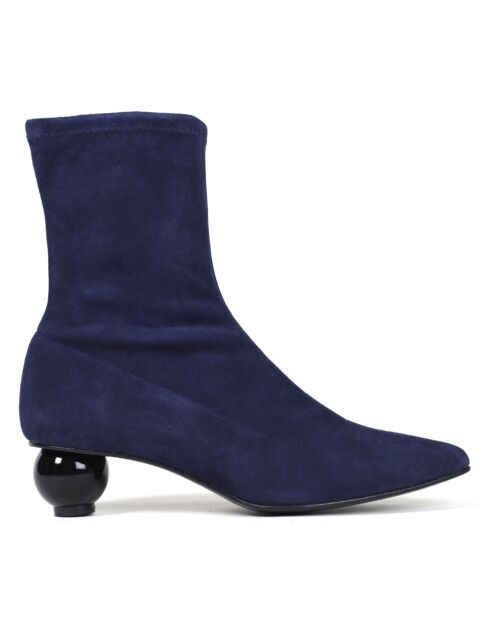 Bottines en Velours de Cuir Superbe bleues