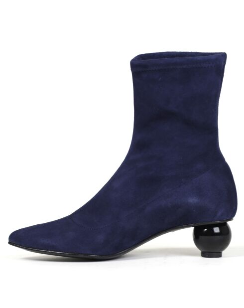 Bottines en Velours de Cuir Superbe bleues