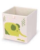 Boîte de rangement enfant Éléphant blanc/vert - 27x27x28 cm