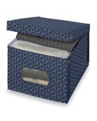 Boîte de rangement bleu/blanc - 42x50x31 cm