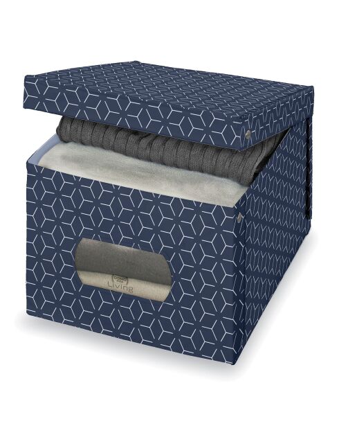 Boîte de rangement bleu/blanc - 42x50x31 cm