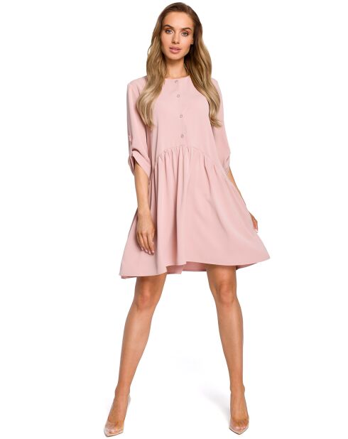 Robe Judith patineuse boutonnée rose poudré