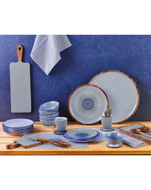 6 Bols petit-déjeuner Pattern Dark blue bleu foncé - D.15 cm